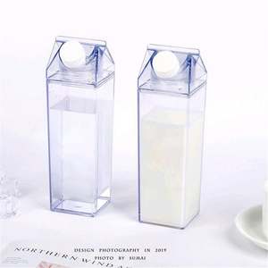 16Oz Eco-Friendly Wholesale Plastic Transparent Cup <b>Milk</b> <b>Box</b> Carton Shaped Bottle Lid for <b>Milk</b> Cold Direct Drinking Outdoor Use - Product Image 6