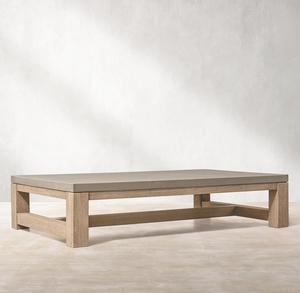 Table et chaises de salle à manger d'extérieur, base en teck, plateau en béton, table ronde, ensemble de salle à manger en rotin pour hôtel, patio, fauteuil d'extérieur - Product Image 2