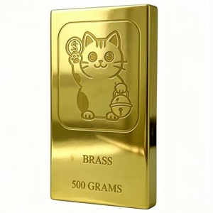 ทองเหลืองชุบทอง 500 กรัม รูปแมวมงคล งานศิลปะสะสม รูปทรงสี่เหลี่ยมผืนผ้า - Product Image 2