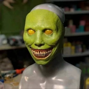DAMAI Halloween Cos accessori all'ingrosso <span class=keywords><strong>Horror</strong></span> in lattice maschera bianca viso verde sorridente demone maschera - Product Image 6