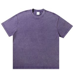 Camiseta en blanco con estampado lavado Vintage de algodón de gran tamaño para hombre, camiseta informal transpirable con lavado ácido y patrón de Color sólido para hombre - Product Image 4
