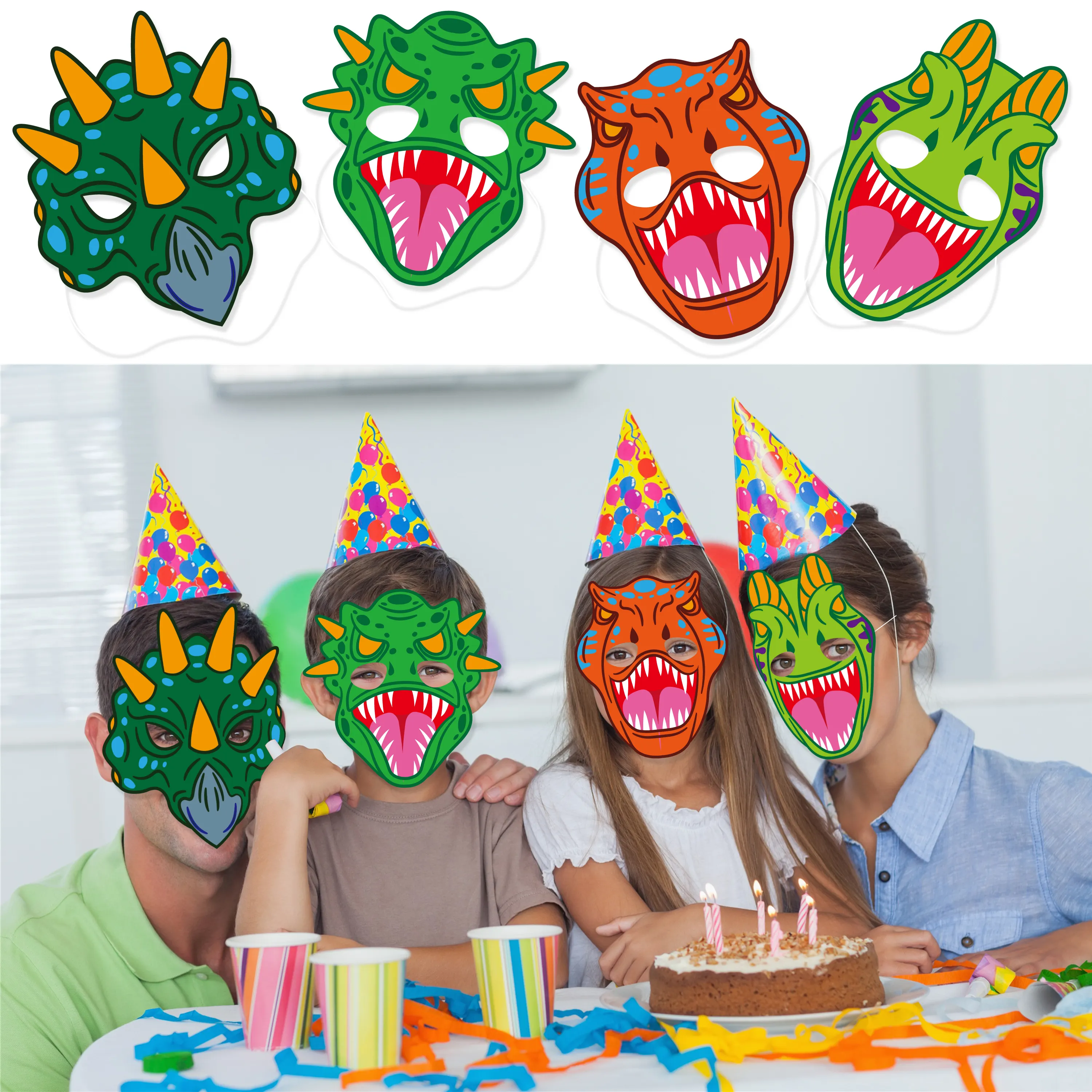 Masque de fête d'anniversaire DIY unique bon marché en gros Masques d'halloween Cosplay de dinosaure animal