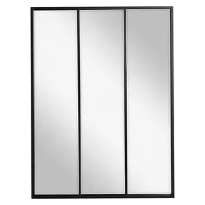 Espejo de pared de ventana de decoración del hogar moderno con marco de metal negro rectangular grande