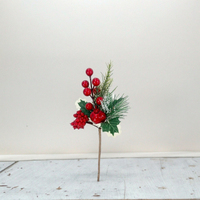 2026 Neuerscheinung 24cm Langlebige Grüne Rote PE-Tannennadeln Weihnachtsbaum-Deko Picks Beeren Weihnachtsschmuck Fröhlicher Baum Feiertagsdekoration