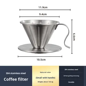 Cafetera de Goteo de Acero Inoxidable, Filtro Cónico en Forma de V Reutilizable, Accesorio de Preparación de Café de Goteo Lento con Mango para el Hogar o Cafetería - Product Image 6