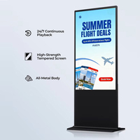 Pantalla LCD Digital de Señalización Interior Android de 43/49 Pulgadas, 2K FHD, con Ruedas y CMS Integrado para Publicidad