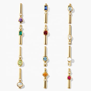 LYBURCHI - Dije de Barra Geométrico Abstracto Personalizado en Plata de Ley 925, Chapado en Oro de 14K y 18K, con Circonitas Cúbicas, para la Creación de Joyas - Product Image 1