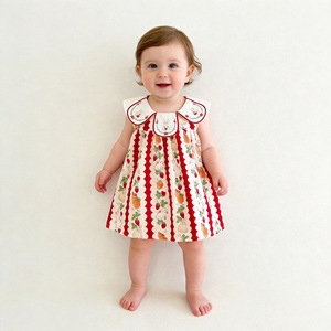 Abito Estivo 2026 per Bambine e Neonate, <span class=keywords><strong>Vestito</strong></span> Principessa con Volant e Ricamo a <span class=keywords><strong>Coniglio</strong></span>, Senza Maniche - Product Image 1
