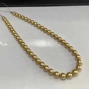18K <b>Gold</b>-Plated Natural Freshwater Hemp <b>Pearl</b> <b>Necklace</b> Basic Flawless Blue Gray 5-9mm Round Flower Chain - Product Image 3