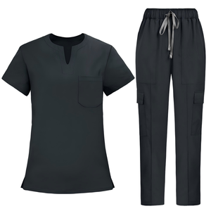 Unisex Dark Colored Embroidered Lettering Scrub Uniform Quick Drying Thin Casual Workwear For Dental Clinic <b>Nurse</b> - Product Image 6