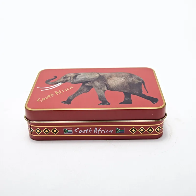 Caixa de metal retangular para biscoitos e doces, caixa de lata personalizada para fornecedor da China