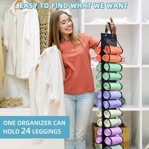 Organisateur suspendu pour rouleaux de papier, gain de place pour placards, organisateur de vêtements suspendu, sac suspendu pliable pour leggings de yoga et pantalons - Product Image 5
