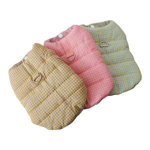 Rompi Teddy katun eksklusif Logo kustom untuk anjing kecil musim gugur/musim dingin kotak-kotak luar ruangan tali hangat pakaian anjing desain dua kaki - Product Image 5