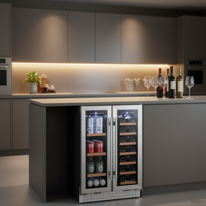 Enfriador de Bebidas y Vinos de Doble Zona, Capacidad para 24 Botellas/64 Latas, Puertas de Vidrio Integradas o Independientes, Control Digital de Temperatura - Product Image 2