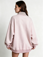 Sweatshirt Kerah Mock Crop untuk Remaja Putri 2026 Oversized Longgar Pullover Wanita Lengan Panjang Kasual Musim Dingin