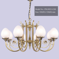 Lustre LED Classique en Laiton Doré Antique, Suspension Européenne en Verre Dépoli, Lampe Intérieure Personnalisée pour Hôtel et Salle à Manger, Garantie 2 Ans