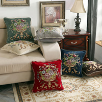 Housse de coussin en chenille jacquard, style vintage européen, grande taille, luxe, carrée, pour coussin de sol, en stock