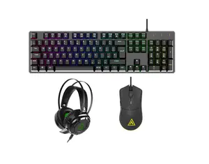 <span class=keywords><strong>Ensemble</strong></span> de jeu 3-en-1 avec <span class=keywords><strong>clavier</strong></span> mécanique rétroéclairé RVB, <span class=keywords><strong>casque</strong></span> stéréo et <span class=keywords><strong>souris</strong></span> optique, câble USB tressé de 1,8 m, OEM - Product Image 1
