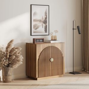 Gabinete de entrada decorativo de <span class=keywords><strong>buffet</strong></span> de acento moderno con puertas acanaladas arqueadas - Product Image 1