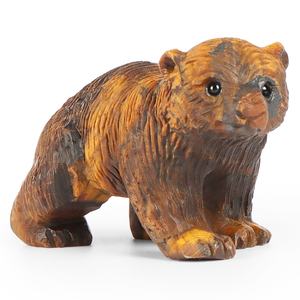 Oso Polar de ojo de tigre amarillo, cristal, venta al por mayor, adorno de piedras preciosas, estatua tallada, escultura de piedra curativa Reiki para decoración del hogar, artesanía - Product Image 1