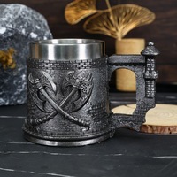 Nouvelle Chope à Bière Pirate avec Manche Hache de Combat Viking et Crâne, Tasse Viking Nordique, Chope à Bière Mythologie Nordique