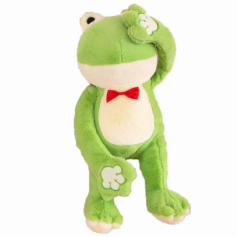 New design soft frog stuffed plush toy cute creative plush doll covered eyes frog bed sleeping frog plush pillow