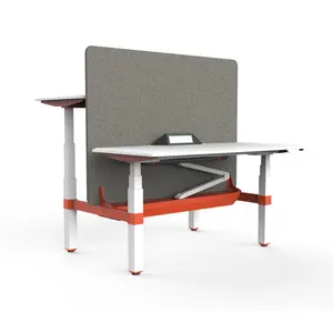 ZGO meja kantor ergonomis 2 orang, meja dudukan listrik tinggi dapat diatur kembali ke belakang dapat disesuaikan