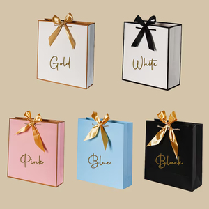 Luxury Customized Promotional Paper Bags with Ribbon Handle for Christmas <strong>Gift</strong> Packaging and <strong>Featuring</strong> Your Own Logo - Product Image 6