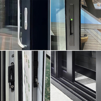 Porte coulissante moderne à cadre noir, robuste, pour patio, système de porte coulissante extérieure en verre pour maison
