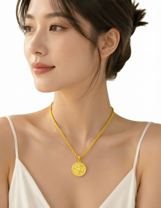 Collier pendentif fleur en cuivre plaqué or 24 carats, chaîne fouet, bijou unisexe, cadeau, OR - Product Image 1