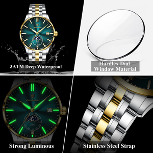 Reloj de Cuarzo de Lujo para Hombre 854, Caja de Aleación, Correa de Acero Inoxidable de 20 mm, Fase Lunar, Calendario, Resistente al Agua, Reloj de Negocios - Product Image 4