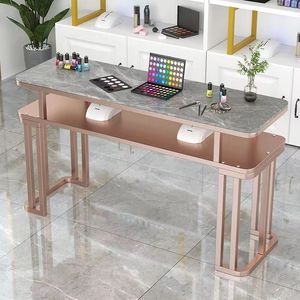 Table de manucure légère et luxueuse, moderne et simple, en pierre, nouvelle table de manucure simple ou double en métal pour salon de manucure - Product Image 4