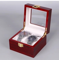 Laque en bois peinture fente montre conteneur boîte d'emballage cadeau organisateur étui logo personnalisé velours intérieur verre fenêtres