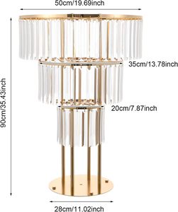 Moderno Supporto per Fiori da Matrimonio a 3 Livelli con Design Sospeso, Decorazione <span class=keywords><strong>in</strong></span> Metallo Dorato e <span class=keywords><strong>Cristallo</strong></span> - Product Image 2