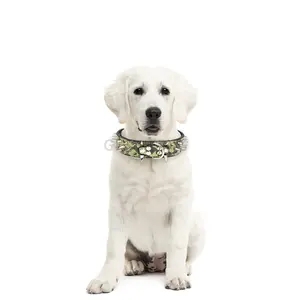 Niet Messing Schraube Spikes Großes Arbeits hunde halsband Luxus verstellbar Grau Pu Leder Nieten Spike Hunde halsband mit Spikes