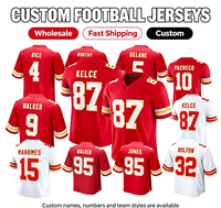 Grosir Jahitan Lengkap # 1 Layak # 4 bungkus nasi # 9 Walker # 5 Delane # 15 Mahomes # Jersey Sepak Bola Amerika 87 Kelce