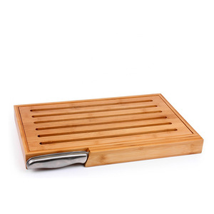 Bamboo Bread Slicer With <b>Knife</b> And Cutting Tray For Fresh Bread Slicing 12x8 Inches - Product Image 3