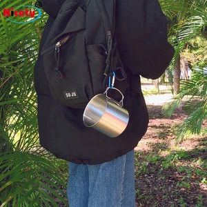 260ml 350ml 500ml Foldable Handle Camping Carabiner <strong>Coffee</strong> Drinking <strong>Folding</strong> Mug Stainless Steel Cup - Product Image 2