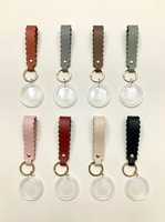 Großhandel Acryl-Schlüsselanhänger aus PU-Leder mit 36mm Kreis, Blanko-Acryl-Fotobooth-Taschenanhänger, Foto-Schlüsselanhänger mit Lederband, Geschenk