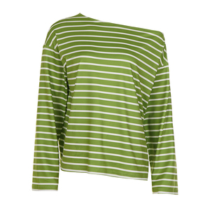 Striped off Shoulder T-<b>Shirt</b> Women Streetwear Casual Oversized Long Sleeve <b>Y2K</b> Asymmetric Neck Blouse for Summer - Product Image 6