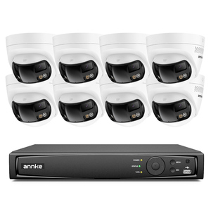 Caméra de sécurité <span class=keywords><strong>ANNKE</strong></span> 6MP à double objectif panoramique à 180 degrés avec kit NVR PoE, audio bidirectionnel, éclairage intelligent double, caméra réseau - Product Image 1