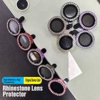Protection d'objectif d'appareil photo en verre trempé 9H AR AF de qualité supérieure, avec anneau métallique Diamond Eagle Eye, irisé, pour iPhone 15 – Vente directe usine