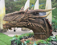 Modèle de dragon animatronique réaliste pour la décoration de parc, statue de tête de dragon, fabrication sur mesure