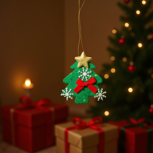 Ornement de Noël Ilan 7,5x9mm, nœud rouge, décoration de Noël pour arbre vert - Product Image 2