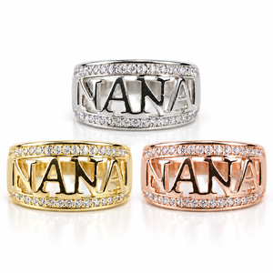 Anello Traforato con Lettera NANA per Donne, Elegante Gioiello da Dito alla Moda - Product Image 1