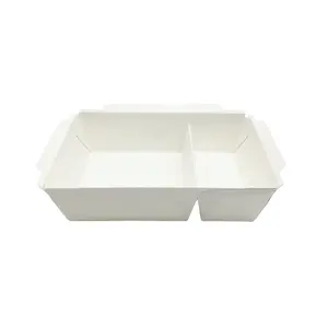rectangular eco friendly disposable kraft take away food container paper lunch bento meal box food packing white
