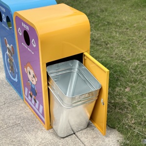 屋外遊び場用のかわいい金属ゴミ箱幼稚園スクエアParks Plazas 30L容量 - Product Image 6