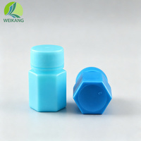 Flacon hexagonal en PEHD de 15 ml, vide, pour médicaments solides, comprimés, capsules et poudres