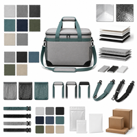 Sac isotherme pliable portable en tissu gris, sac de pique-nique avec poches latérales en filet et bandoulière pour le camping et les sorties à la plage
