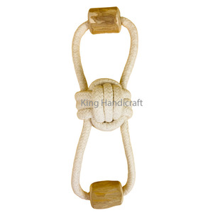 Full-Size Twins <b>Rope</b> Bone Coffee Wood Chew Toy for Dogs with White Cotton & Coir Hemp <b>Rope</b> from Vietnam - Product Image 4